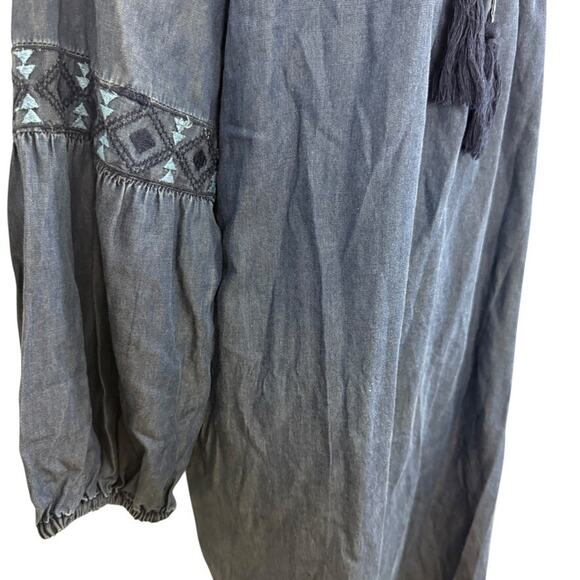 New Directions Cambray Embroidered Shift Style Knee Length Womens Blue Dress XL - Picture 3 of 16